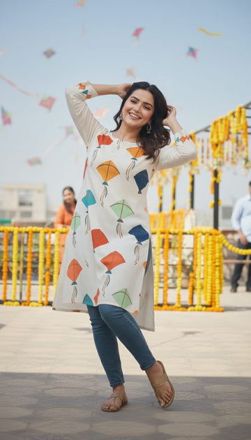 Basant Bloom – Printed Kurti (Stitched)